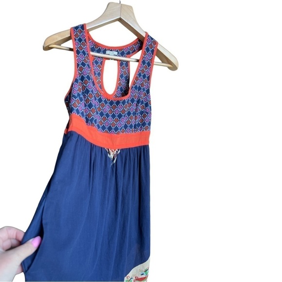 Ecote from Urban Outfitters Navy Blue Boho Cutout Pocket Mini Dress, Medium - Picture 5 of 11